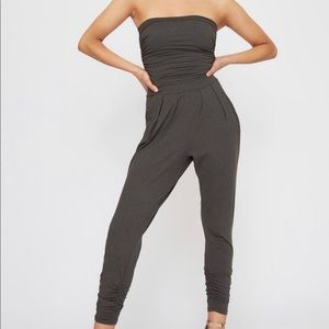 DARK GREY OFF SHOULDER JUMPSUIT